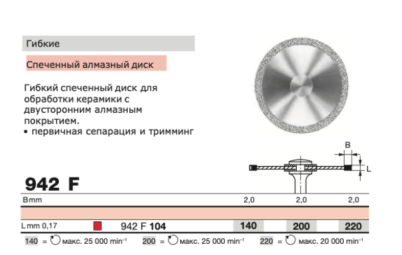 Диск алмазный спеченный D+Z  / 942 F 104.200